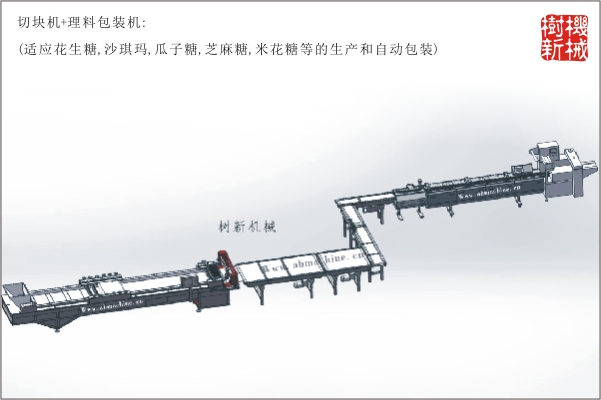 切塊機(jī)+理料包裝流水線(沙琪瑪，花生糖，米花糖，沙琪瑪?shù)纳a(chǎn)到包裝全線自動）